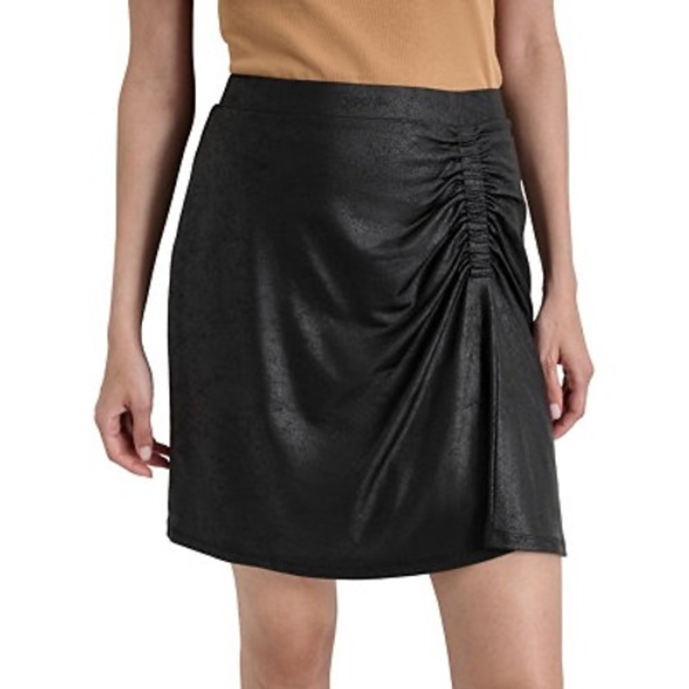 DKNY Womens Black Jersey Cackle Ruched Mini Skirt P4GG7XMH Size S NWT